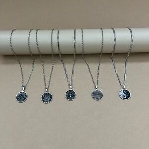 Edgy Silver Protection Necklace - Lasered Engrave Pendant Necklace